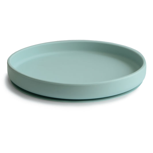 Mushie tallerken i silikone med sugekop - Cambridge blue/grøn
