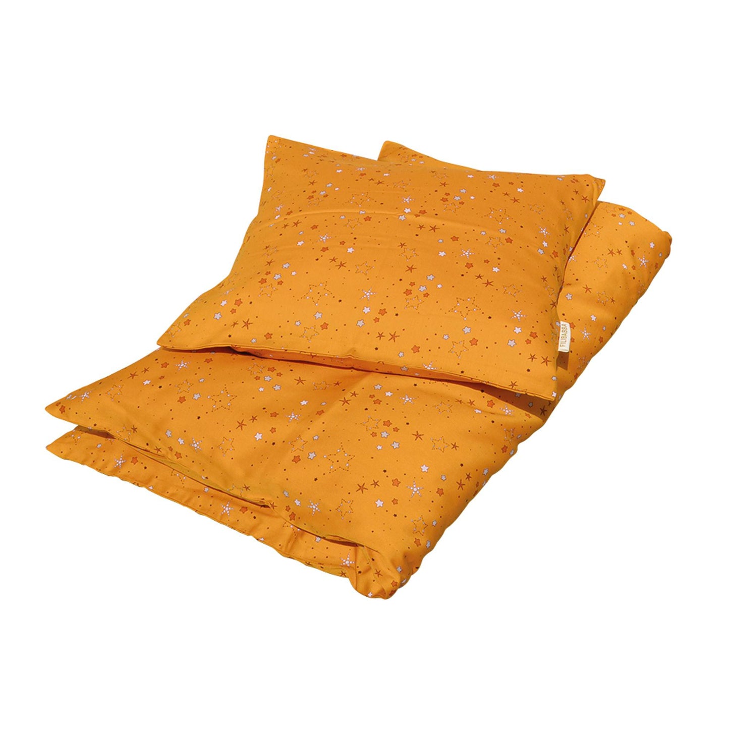 Økologisk BABY sengetøj fra Filibabba - mustard m. stjerner