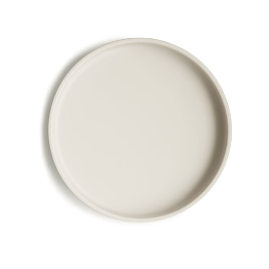 Mushie tallerken i silikone med sugekop -  Ivory/hvid