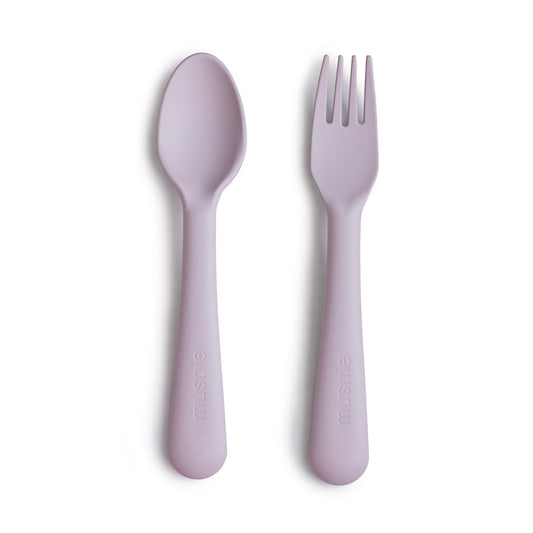 Mushie bestik med gaffel og ske - Soft Lilac