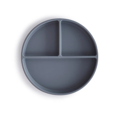 Mushie tallerken med rum i silikone - Grå-blå/Tradewind